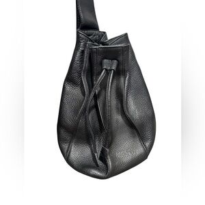 MC MASCOT Artisans of Alaska Black Natural Cowhide Leather Drawstring Bag